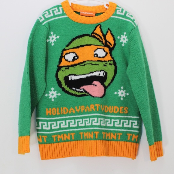 NICKELODEON Teenage Mutant Ninja Turtles TMNT Michelangelo Crewneck Sweater 6x - Picture 7 of 7
